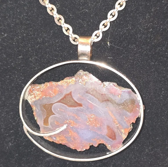 Sterling Silver Necklace w Jasper Pendant